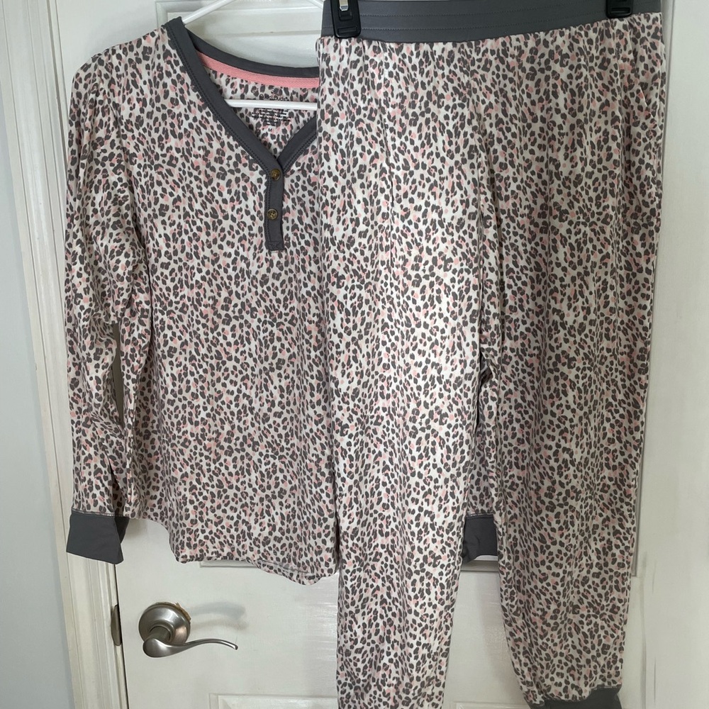 Cozy Gray and Pink Animal Print Pajama Set